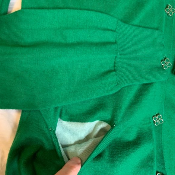 Women's Pink Tartan Button Up Cardigan Knit 100% Pima Cotton Kelly Green Size XS - Picture 8 of 14